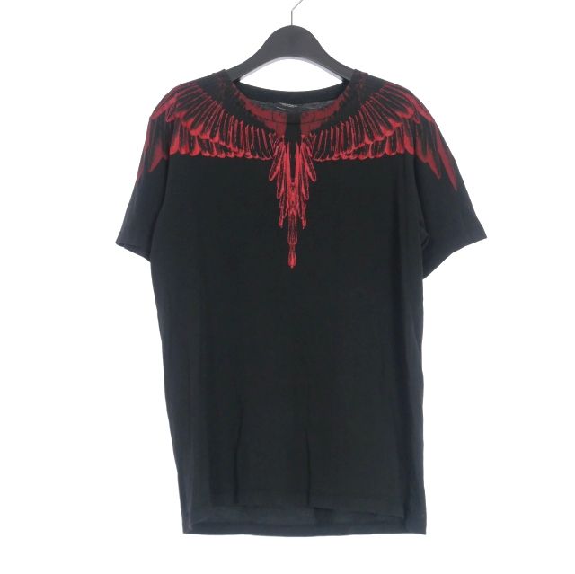マルセロバーロン マルセロブロン MARCELO BURLON フェザープリント Tシャツ 半袖カットソー XXS ブラック 黒  