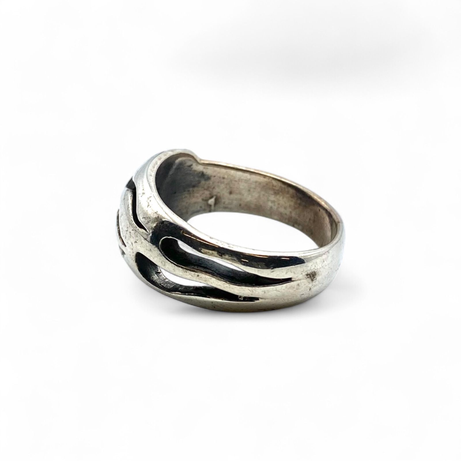 ファイヤーパターン　シルバー925 リング 燃える炎】ファイアパターン Silver 925 刻印 90s Vintage Ring