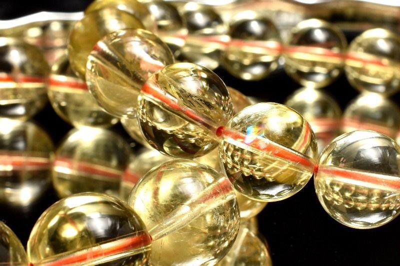 虹入り◇ シトリン 12.5mm ブレスレット 1個売り パワーストーン