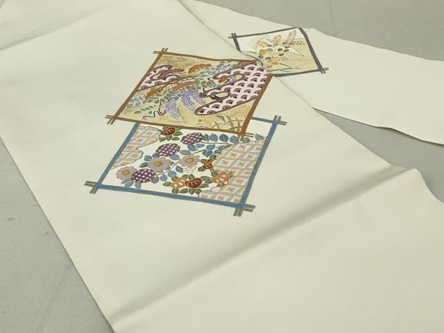 平和屋着物○塩瀬 九寸名古屋帯 吉祥文 金彩 正絹 逸品 CAAR7814hy