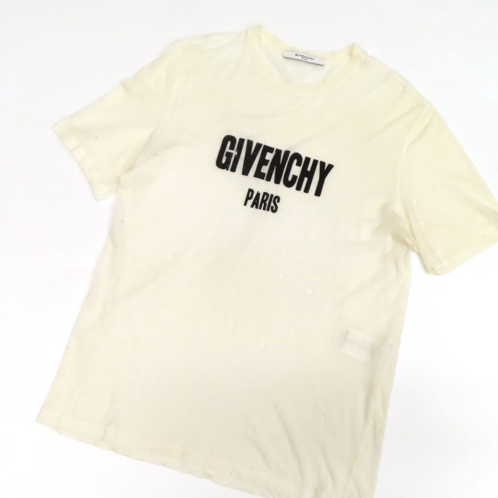 24012 美品 GIVENCHY ジバンシィ ロゴプリント 穴あき クラッシュ加工