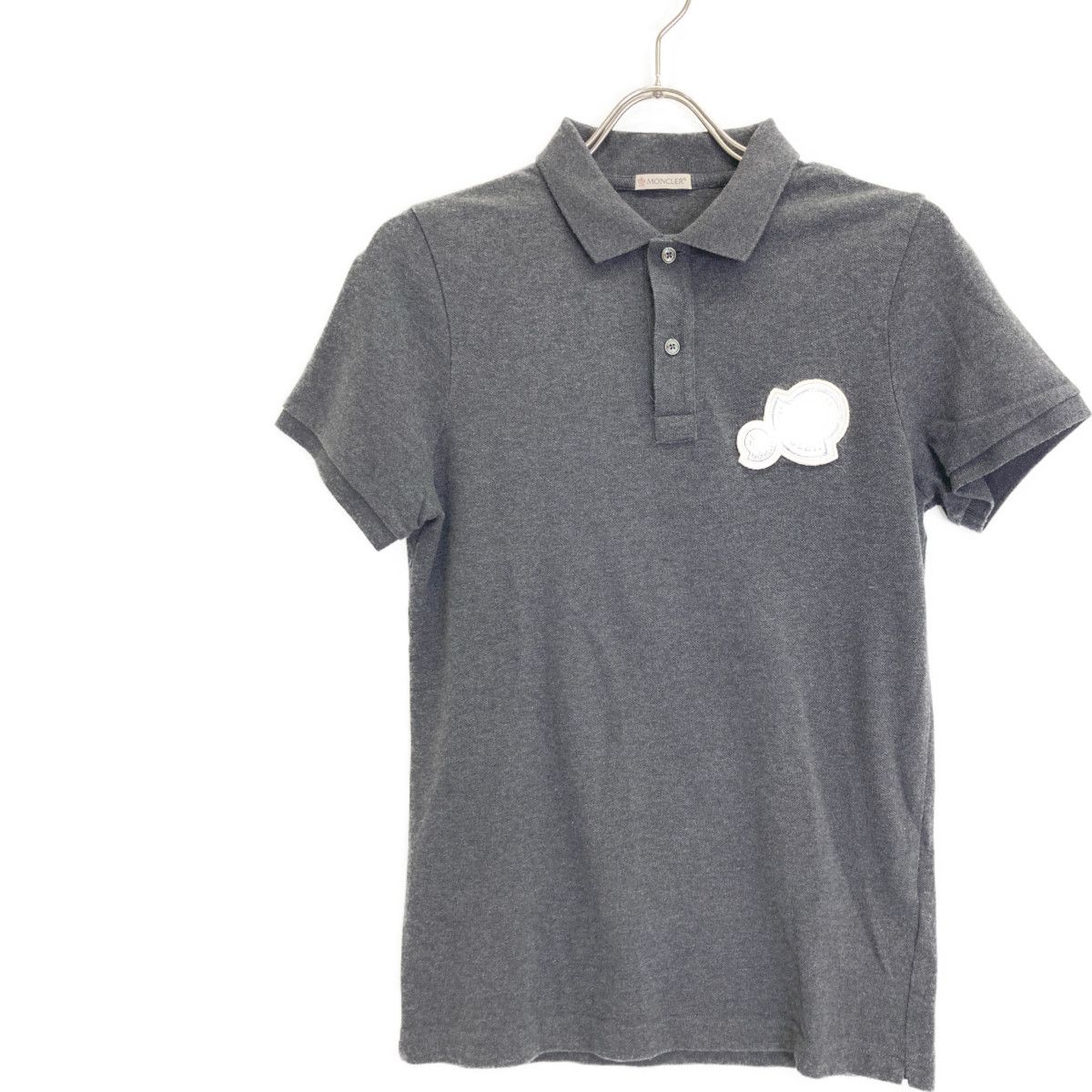 MONCLER モンクレール 18年製 ｸﾞﾚｰ MAGLIA ｺｯﾄﾝ 半袖ﾎﾟﾛｼｬﾂ S