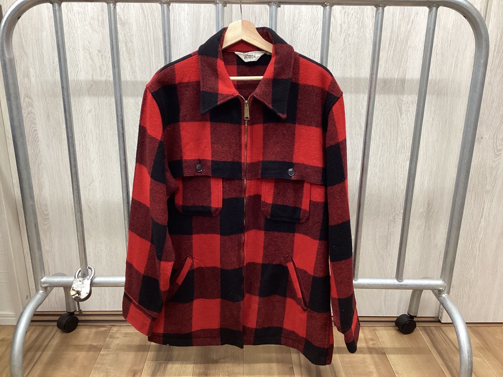 WOOLRICH ウールジャケット 赤/黒チェック Lサイズ USA製 TALONジッパー - メルカリ