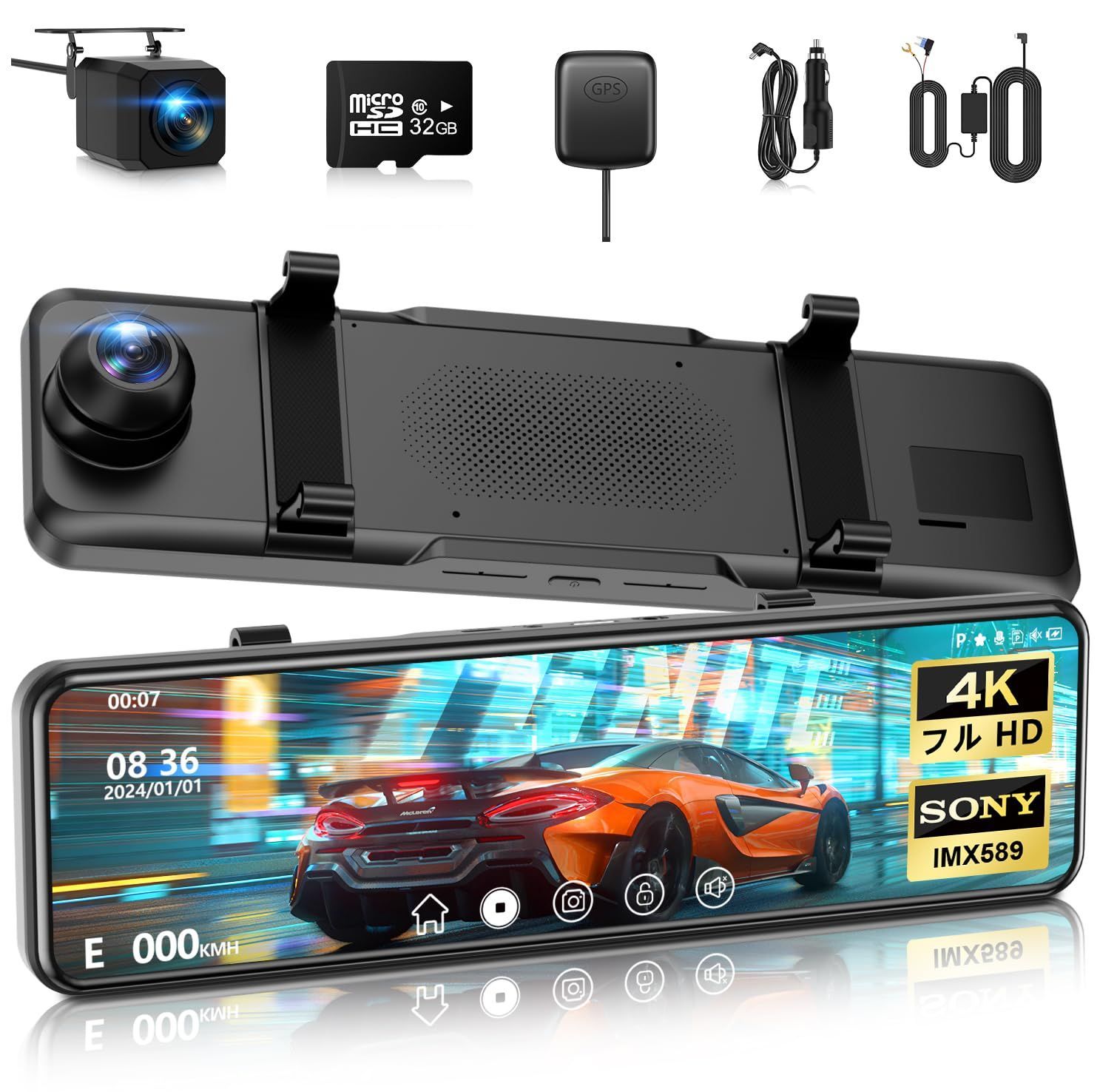 新生活応援 ドライブレコーダー ミラー型 4KHD画質 降圧ケーブル ドラレコ 伸縮式カメラ 前後170度超広角 デジタルインナーミラー 11インチIPS大画面 タッチパネル式 IMX589センサー 超 HDR|WDRスーパー GPS リ