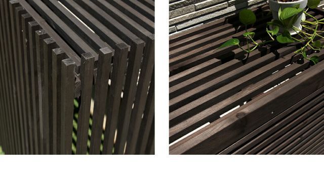 ガーデンガーデン モダンエアコン室外機カバー ダークブラウン 縦型 幅