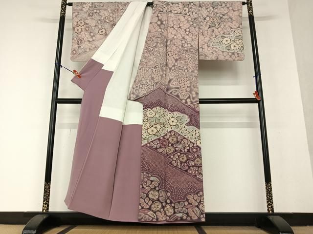 平和屋着物○訪問着 辻が花 暈し染め 銀通し地 正絹 逸品 CAAX0897vf