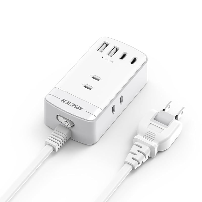 Mscien 延長コード 2m スイッチ付き usb コンセント 3個AC差込口 2個usb-c 2個usb-a 電源タップ usb付き コンセントタップ テーブルタップ コンセント 分岐 oaタップ コンセント たこあし 雷ガード付き