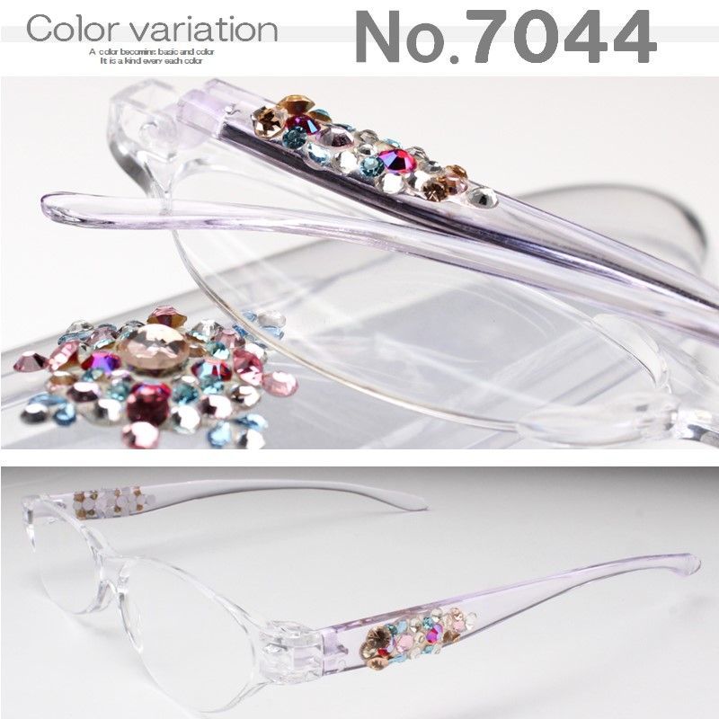 ＼ 飾り ハンドメイド老眼鏡 ／ シニアグラス リーディンググラス ポリカ オリジナル ブランド 軽い プラスチック 鯖江工房でデコパーツ取り付け ハンドメイド おしゃれケース付 1.0 1.5 2.0 2.