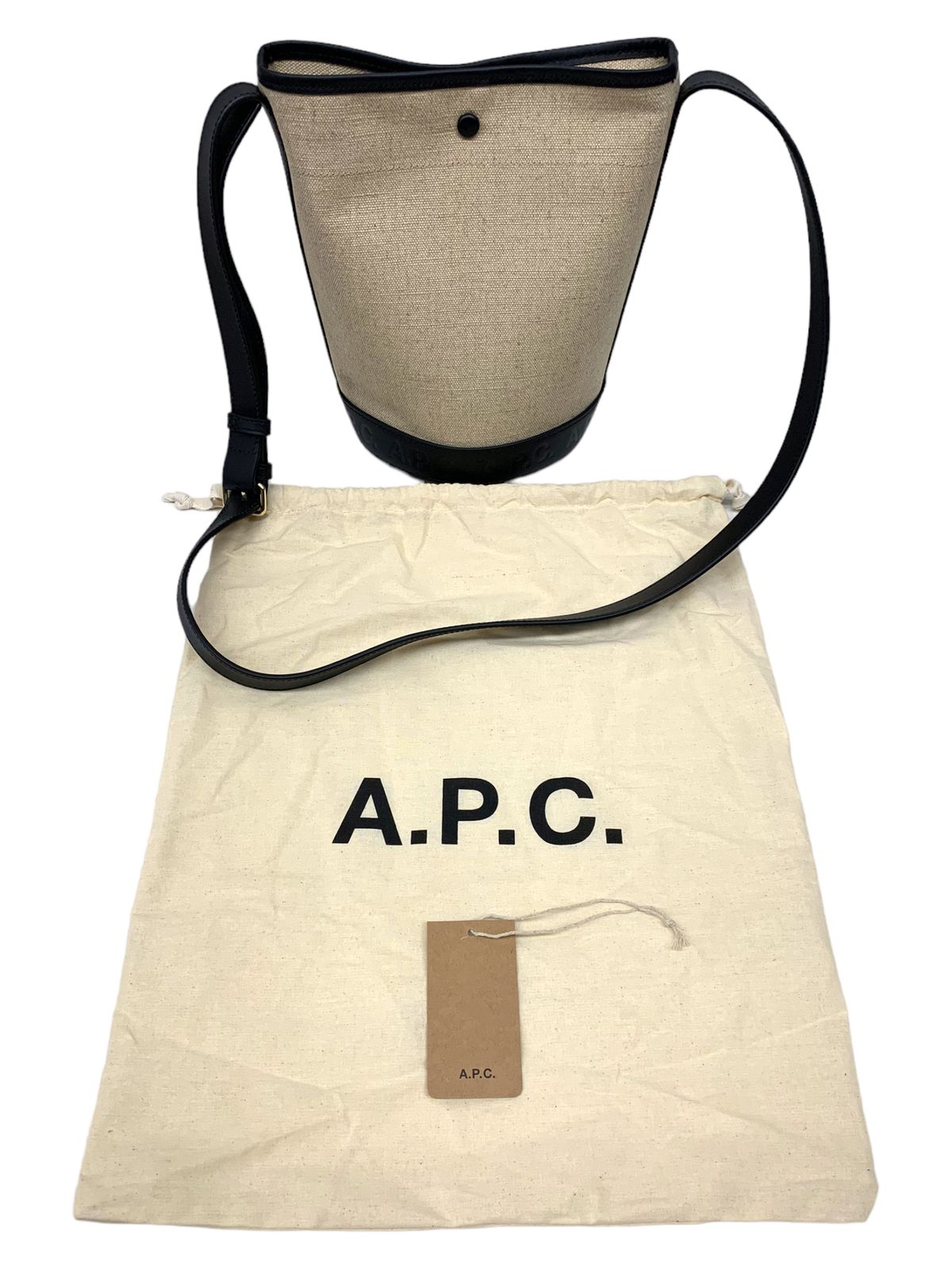 A.P.C. (アーペーセー) ジュート キャンバス×レザー バケツバッグ