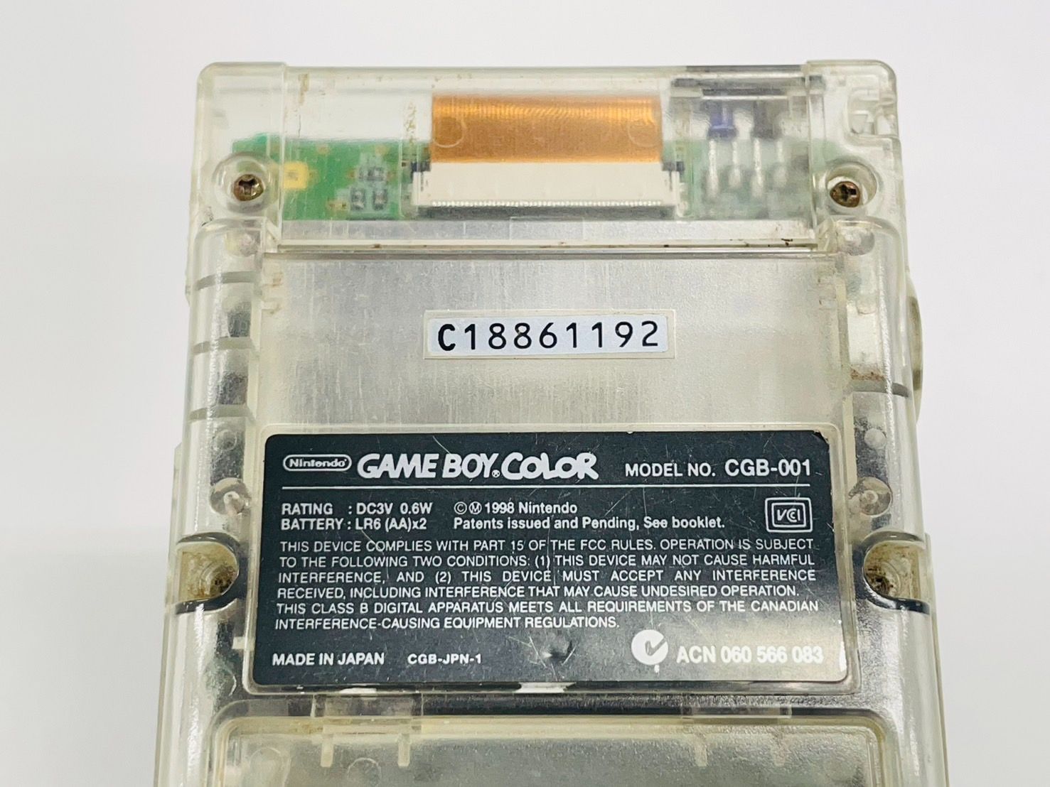 即日発送 ゲームボーイカラー 本体 クリア スケルトン CGB-001 GBC GAMEBOY COLOR