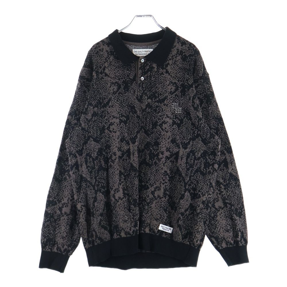WACKO MARIA (ワコマリア) 22AW PYTHON KINT POLO SHIRT 22FW-WMK-KN20 パイソン柄 長袖ポロシャツ ブラウン