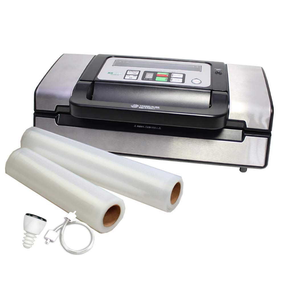 家庭用 真空パック 器 機 フード シーラー 真空パックん PREMIUM プレミアム シンプルセット おためしロール 大１本 小１本 ボトルストッパー 1個 キャニスターホース 1本 付き