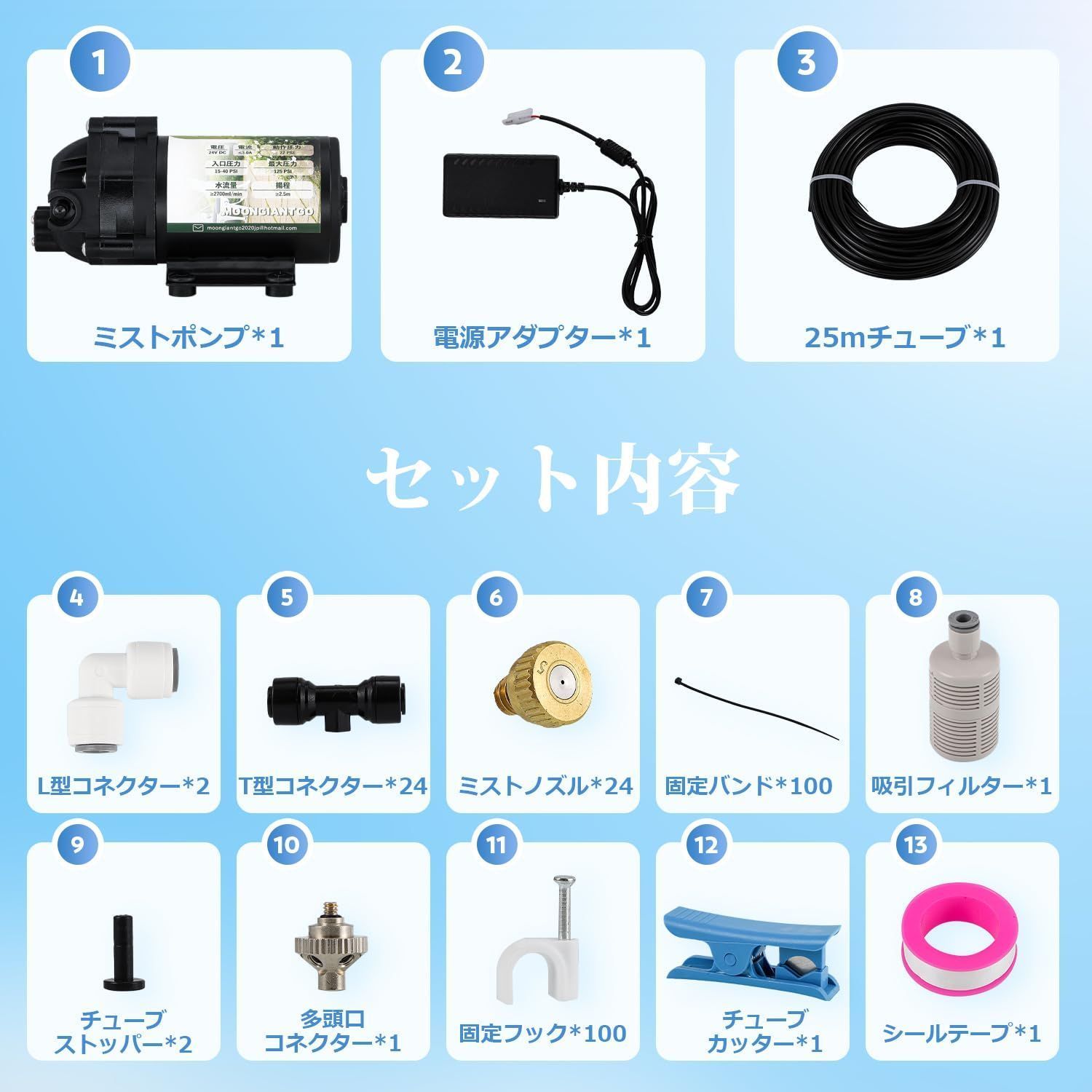 Moongiantgo ミストポンプ ミスト冷却システム 24V 噴霧加湿