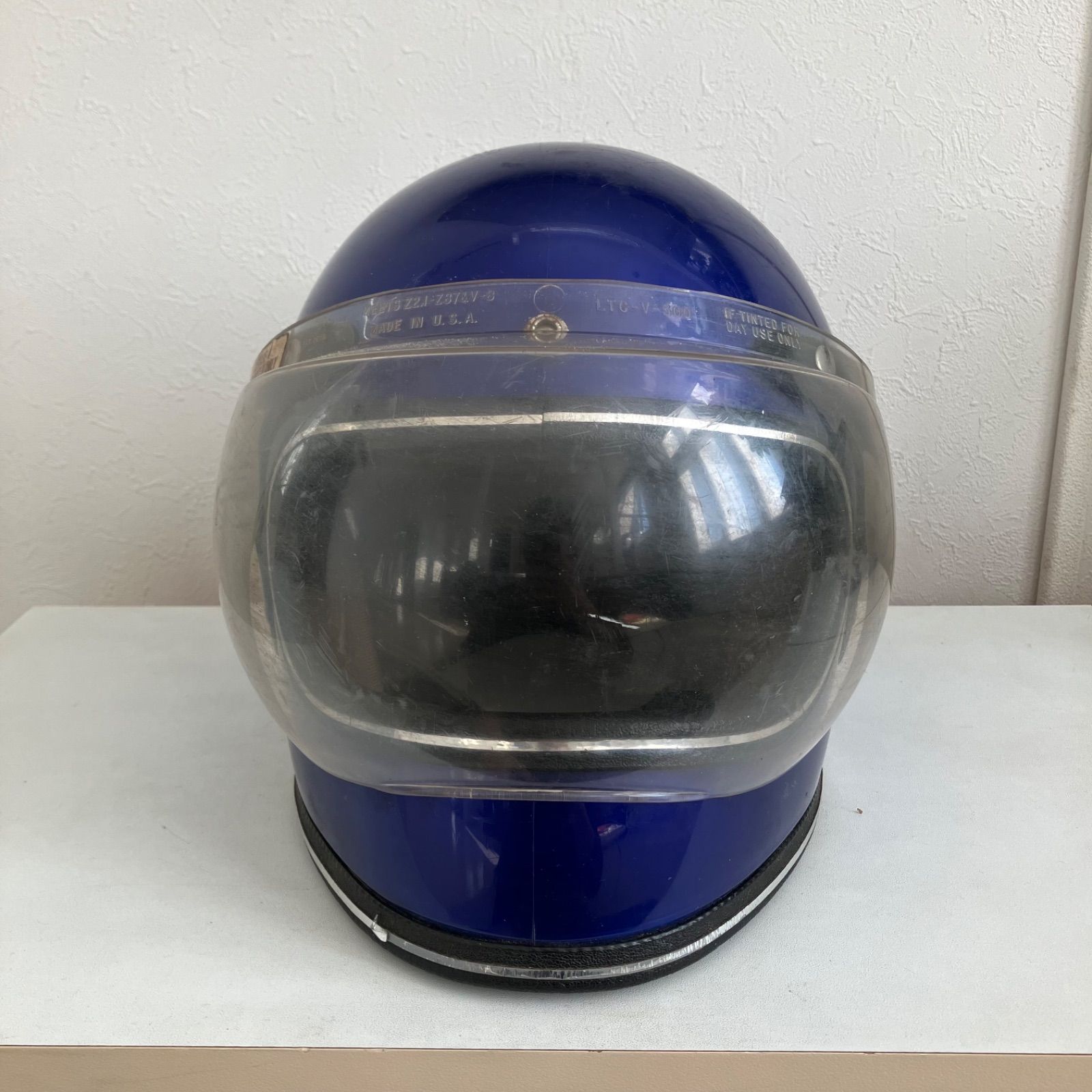 GRANT☆S-Mサイズ ビンテージヘルメット 80年代 青 希少 旧車 ハーレー