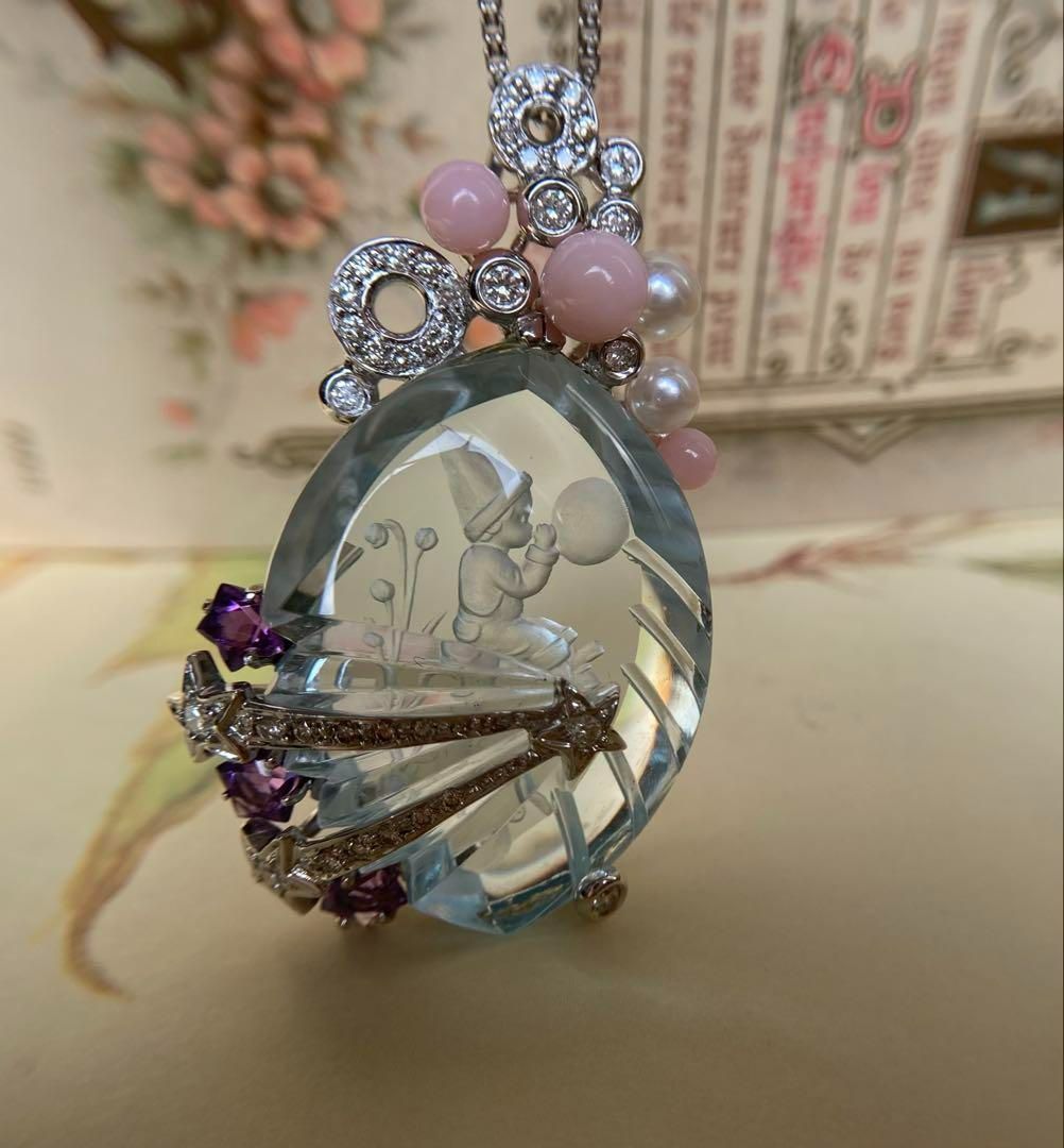 ブルートパーズ インタリオ｜鑑別書付き