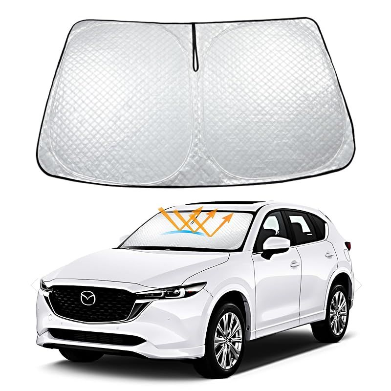 【2024 厚い5層構造】マツダ CX-5 専用フロントサンシェード KFEP KF5P KF2P 2017年2月-現行 車用サンシェードフロントガラス 高密度生地 厚手材質5層構造 日よけ 暑さ対策 内装劣化防止 紫外線カッ