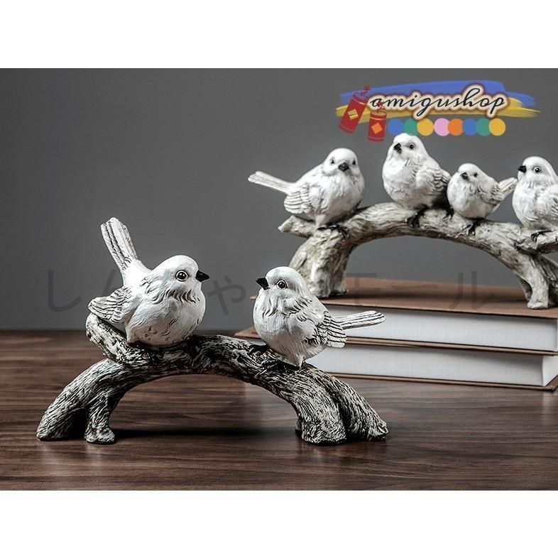 置物 樹脂工芸品 可愛い インテリア雑貨 小鳥 バード 鳥の彫像
