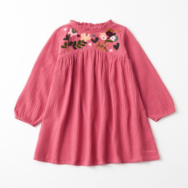 SALE BONTON ガーゼ素材ワンピース お花刺繍 サイズ６Aのみ
