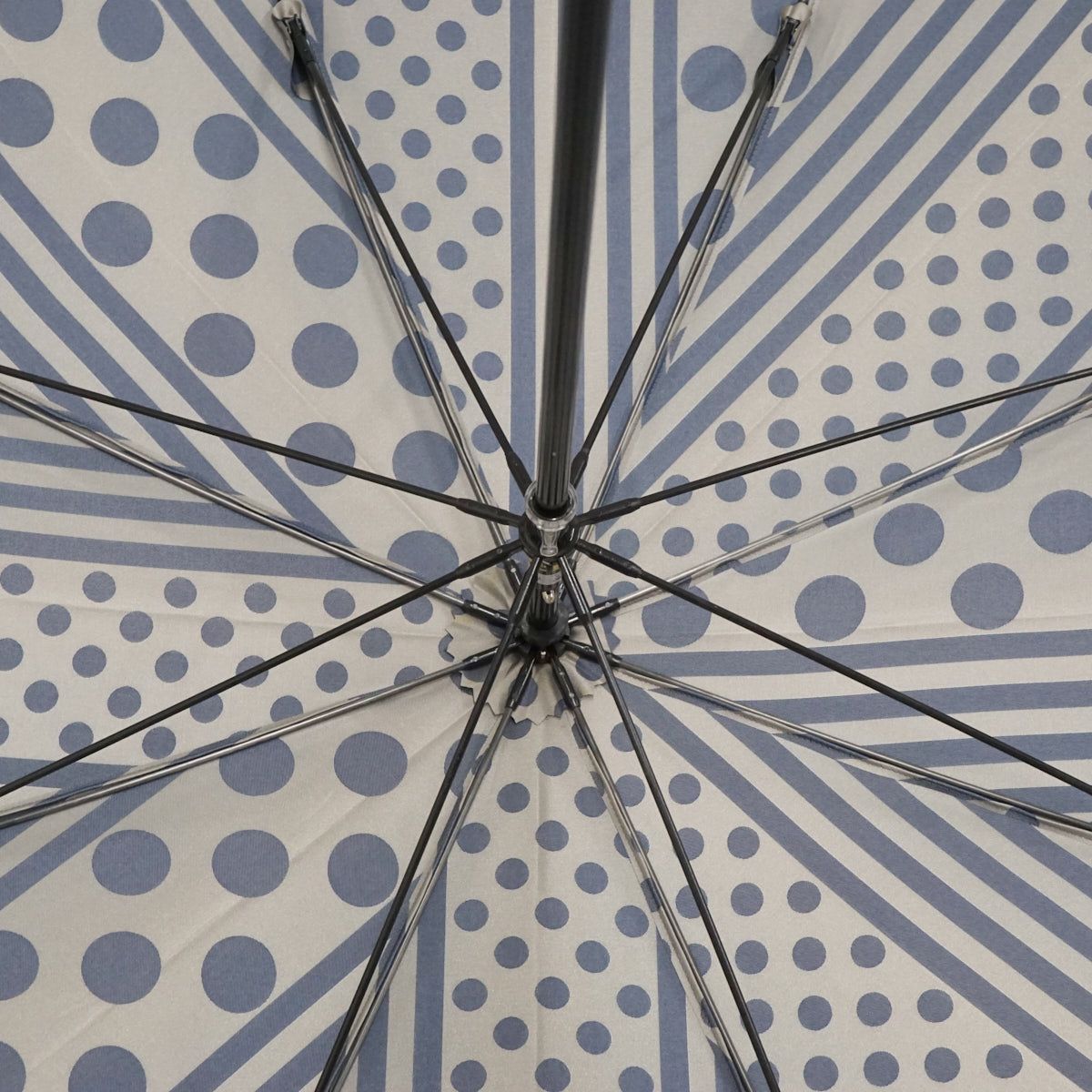 晴雨兼用傘 槇田商店 kirie アッシュブルー ドット ストライプ 槙田商店 60cm S2955