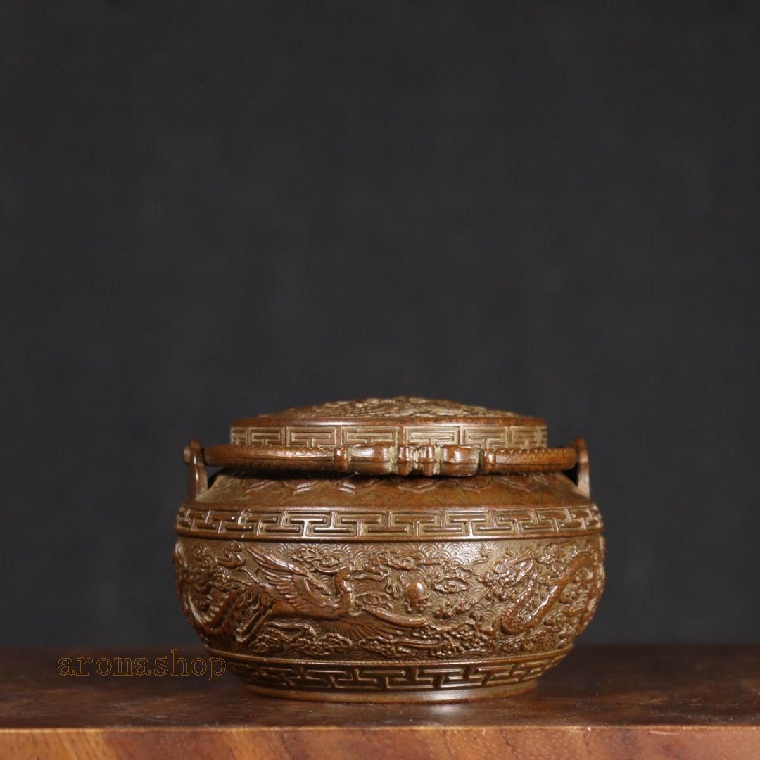 値頃 銅製 龍鳳暖手炉 香炉 室内檀香炉 香道具 装飾品 工芸品 置物 工芸品