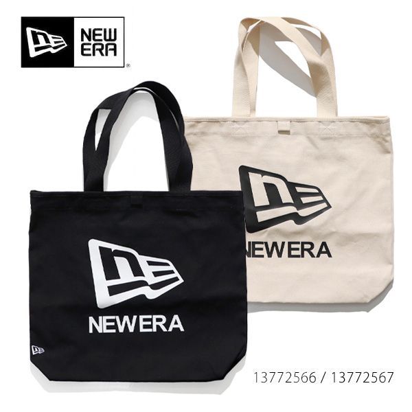 ニューエラ【ＮＥＷ ＥＲＡ】ライトトートバッグ 14L フラッグロゴ アイボリー ブラック トートバッグ ロゴ キャンバス