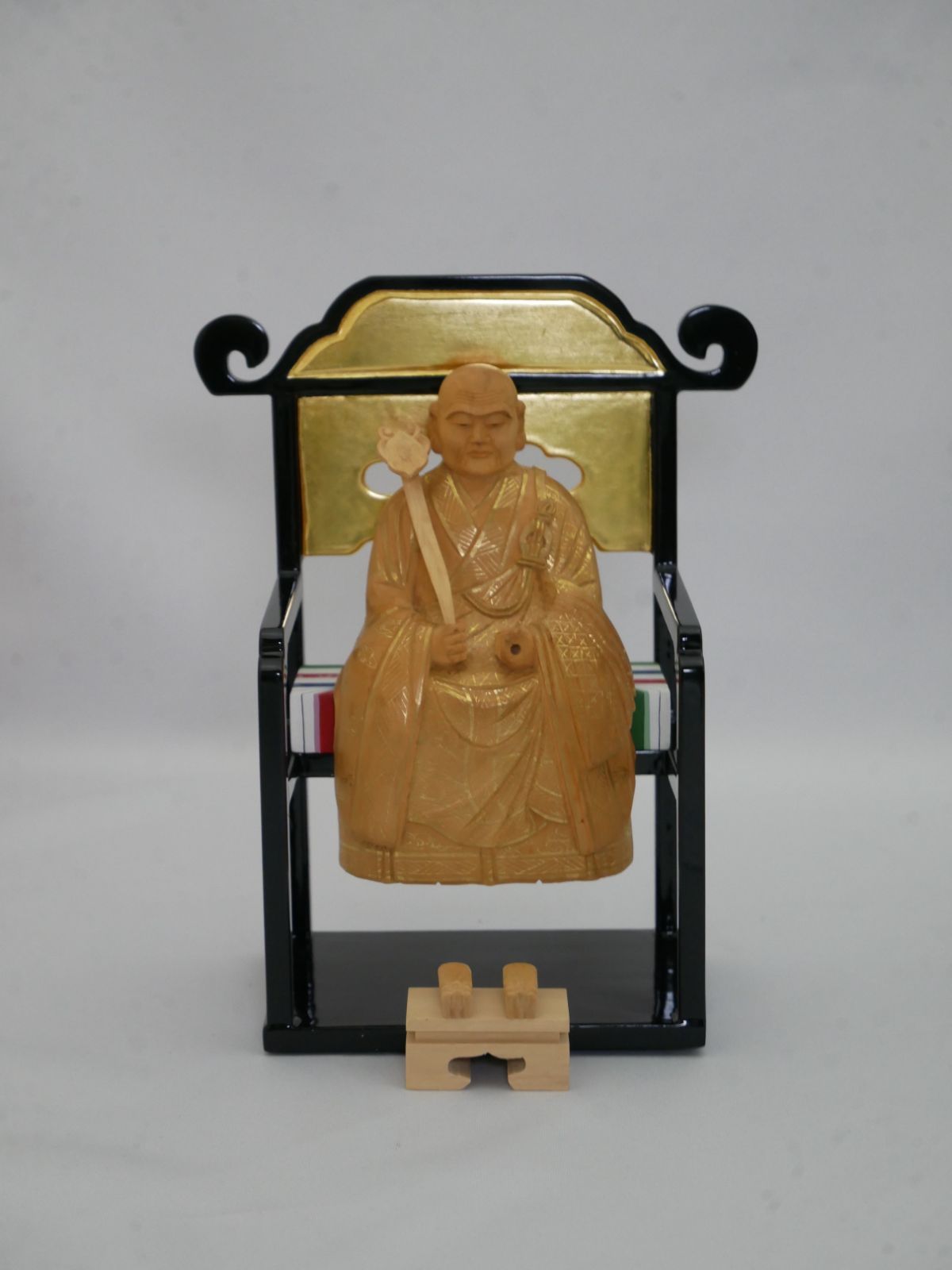 彫刻】曹洞宗 脇侍 高祖・太祖 仏像 2.5号 上中七 柘植 金泥付 1対 