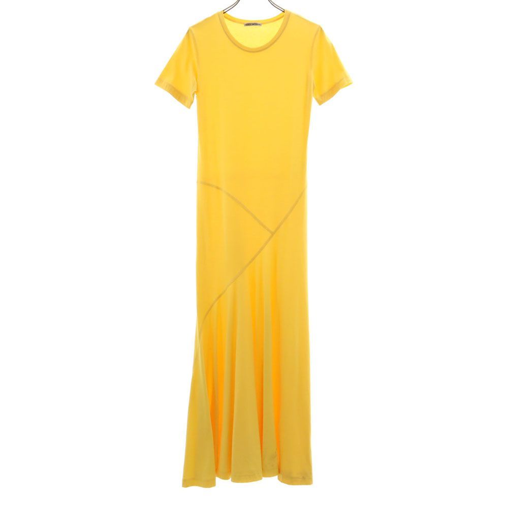Issey Miyake Yellow Short Sleeve Maxi Dress - Vintage Women's Fashion