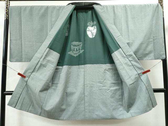 平和屋着物●男性　紬　アンサンブル　格子柄　キングサイズ　正絹　逸品　CAAS6896yc 平和屋着物○男性 紬 アンサンブル 格子柄 キングサイズ 正絹 逸品