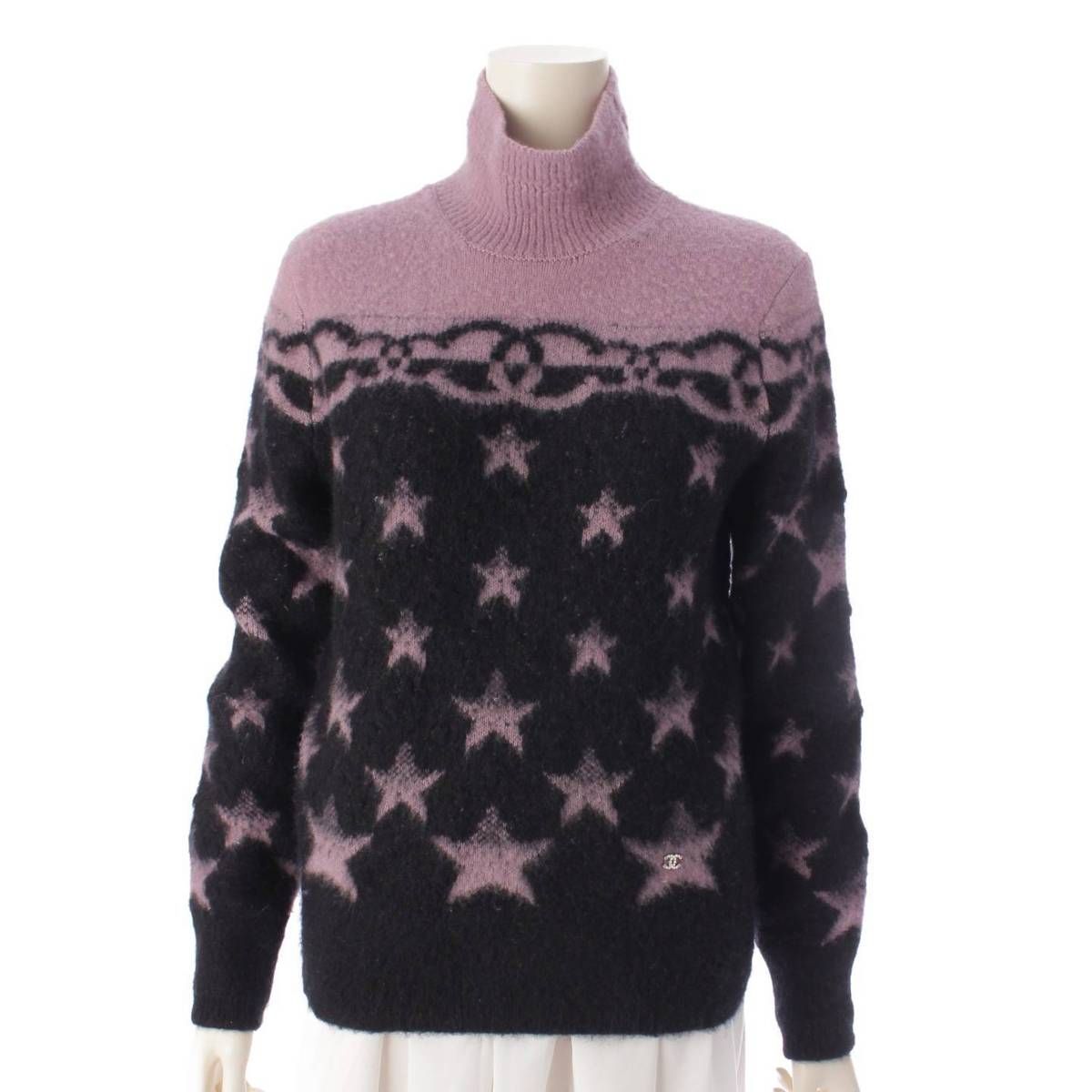 シャネル カシミヤ シルク ココマーク スター タートルネック ニット  