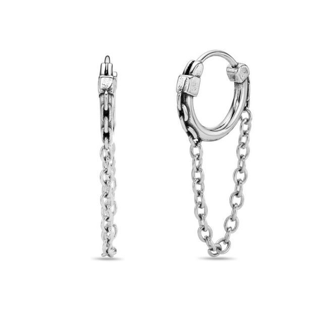 送料無料 リンクス メンズ ピアス イヤリング アクセサリー Men s LYNX Stainless Steel Hoop Chain Earrings Stainless