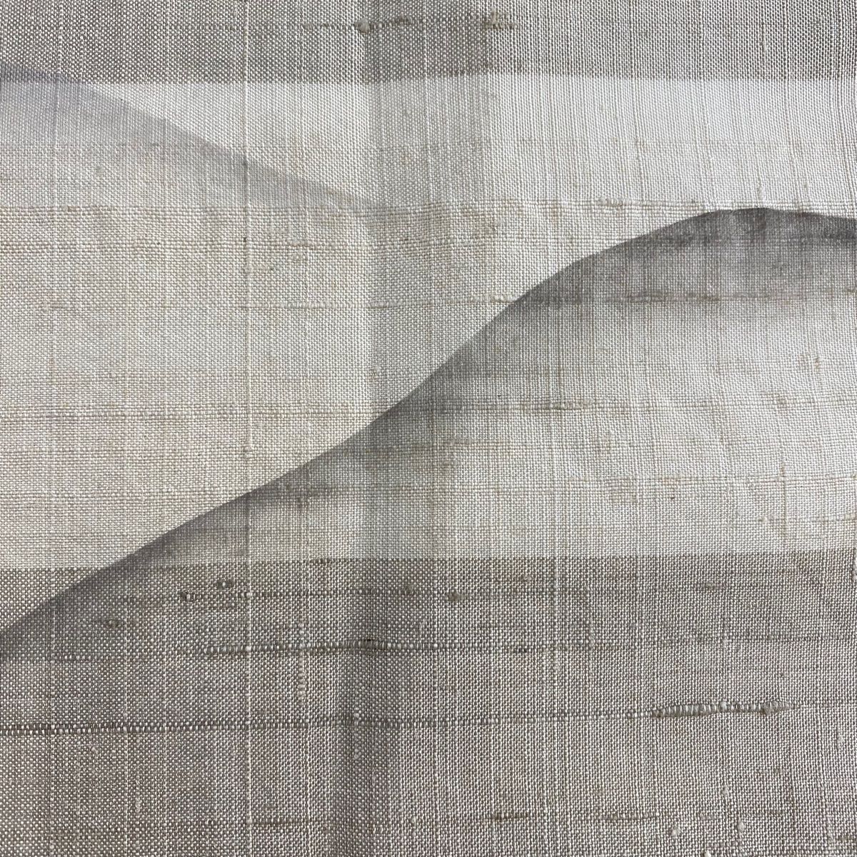 名古屋帯 秀品 落款 紬地 遠山 段縞 灰茶 正絹