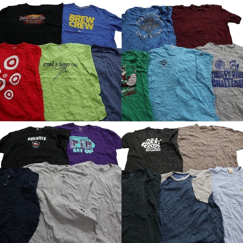 古着卸 まとめ売り カラーmix プリント 半袖Tシャツ 20枚セット (メンズ 3XL ) ヘンリーネック ナイキ キャラクター 中古 古着 MY9567