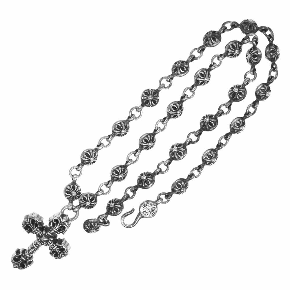 CHROME HEARTS クロムハーツ（原本無） ネックレス CRSBL CHN CHN FILIG CROSS-XSM フィリグリークロス クロスボールチェーン ネックレス 20インチ【中古】