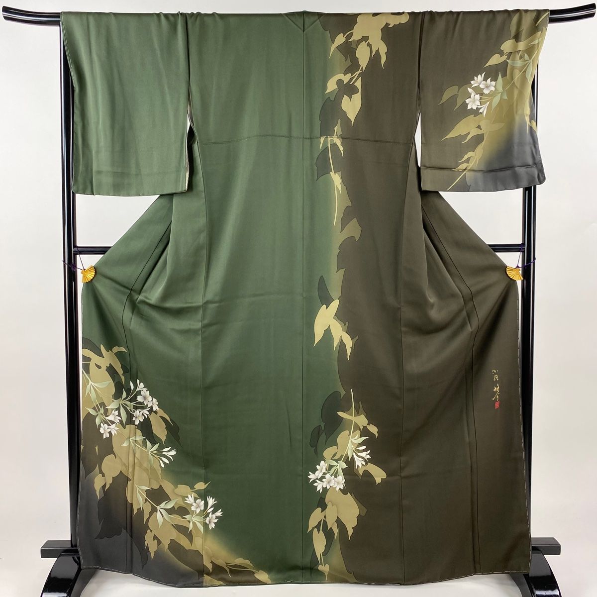 付下げ 身丈168.5cm 裄丈69.5cm L 袷 丹下雄介 やまと 落款 枝花  