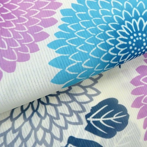 浴衣 単品 東レ RIRANCHAリランチェ RR-04（オフ白/ブルーピンクむじな  