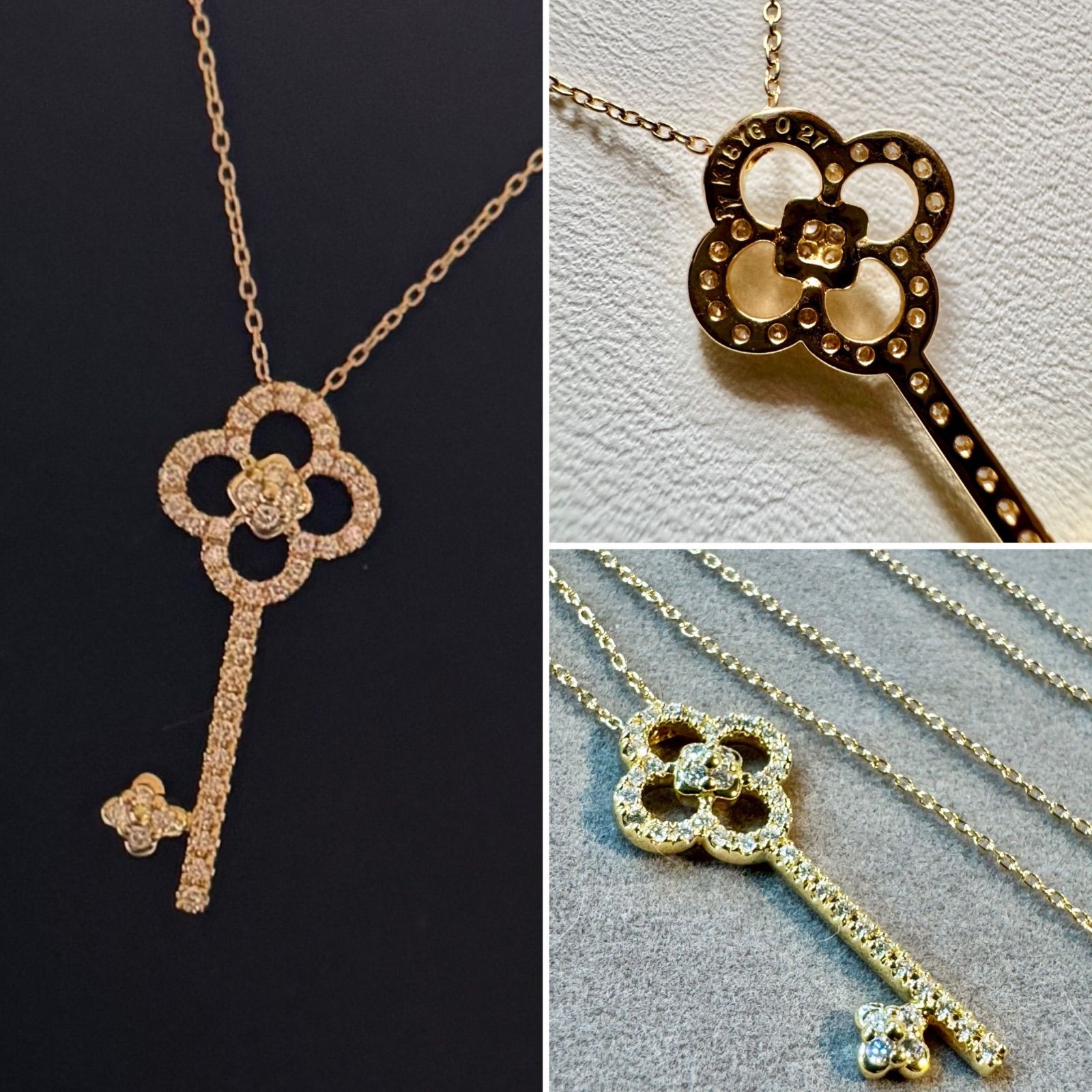 ポンテヴェキオ◇K18YG*エントラータダイヤモンドネックレス*鍵*かぎ