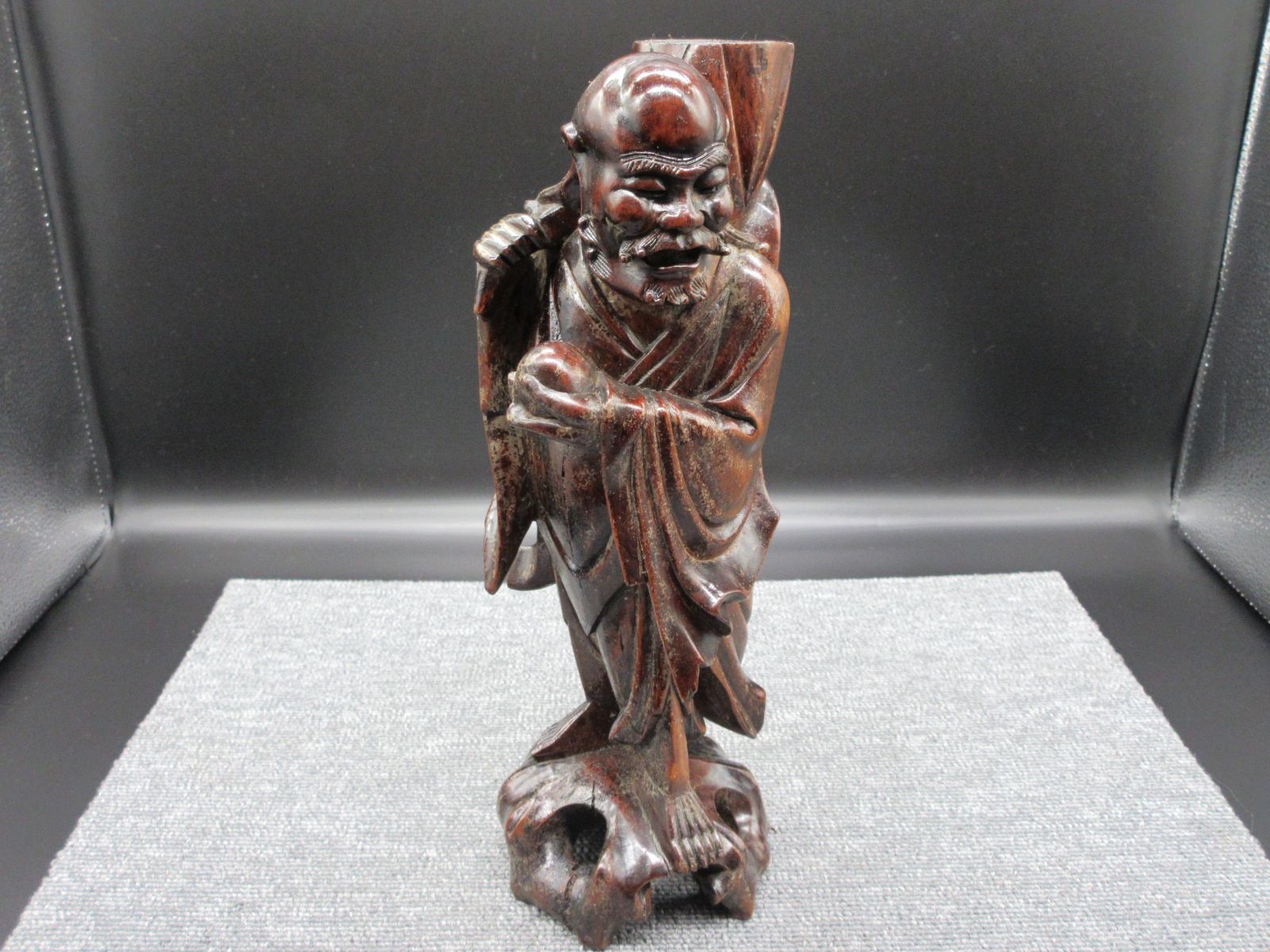 人物 仙人 木製 古い 木彫 置物 - インテリア小物