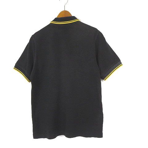極美品ꕥフレッドペリー 鹿の子 半袖ポロシャツ ロゴ刺繍 黒 金 英国製 FRED PERRY - FRED PERRY フレッドペリー 春夏 鹿の子☆ ロゴ