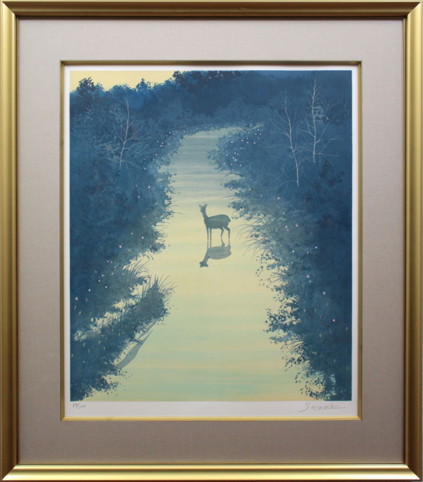 千住博 「森の中」 リトグラフ 版画 絵画 楽天市場】絵画 千住博 リトグラフ 版画 『森の中』 動物 川 森