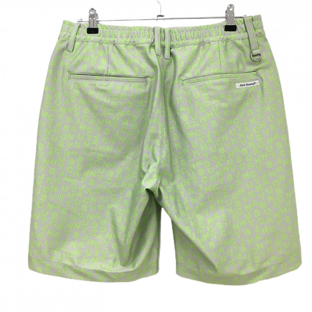 新品 ジャックバニー ハーフパンツ ロゴ総柄 グリーン XLサイズ（6） 美品】ジャックバニー ハーフパンツ グレー×蛍光グリーン ロゴ総