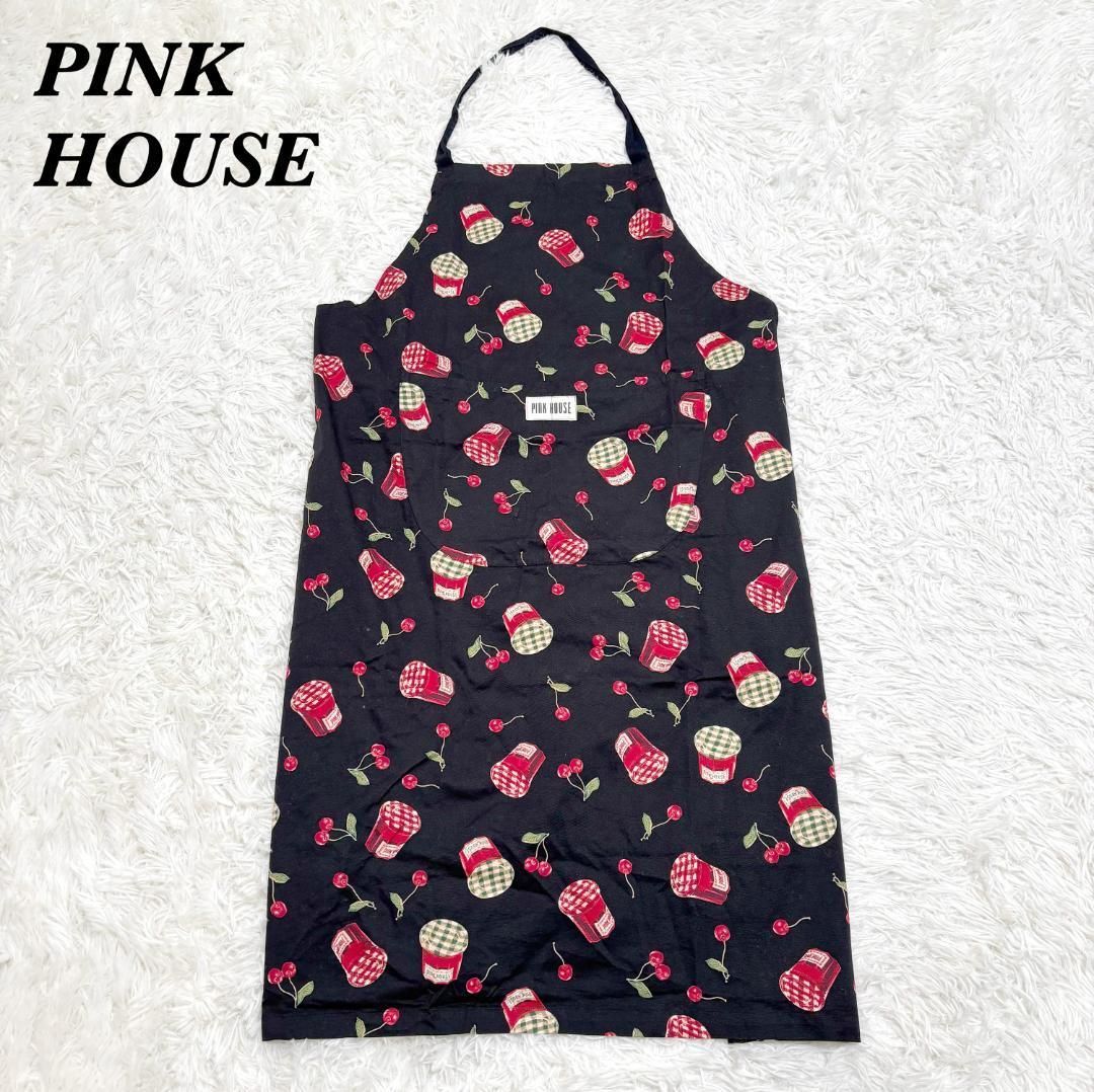 PINK HOUSE エプロン チェリー ジャム総柄 保存袋付き