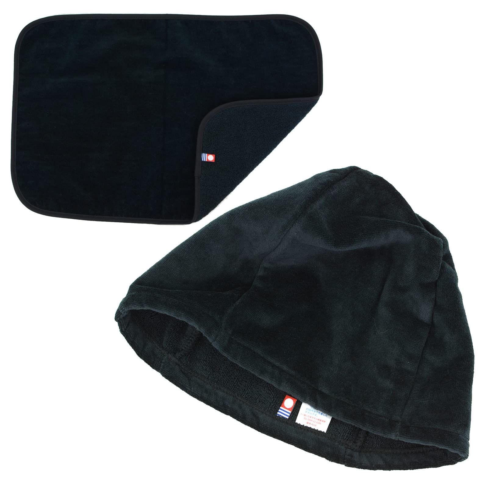 【数量限定】サウナ レディース サウナキャップ メンズ タオル生地 同色セット 洗える サウナマット M 今治タオル シャーリング サウナハット ブラック