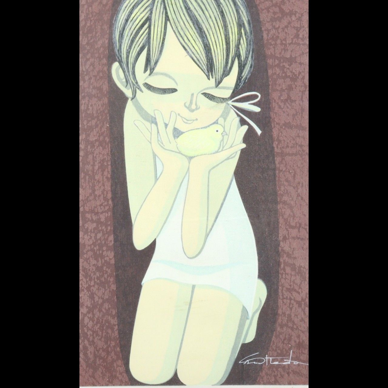 池田修三 「ひよこ」木版画 132/250 1980年 古美術 楾 Y159-OV