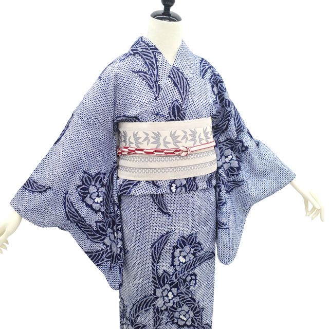 お値下げ美品⭐︎有松鳴海絞り　　　　　　　　　　　鮮やかブルー浴衣 中古】 夏物 本場有松鳴海絞り 浴衣 リサイクル 有松 ゆかた