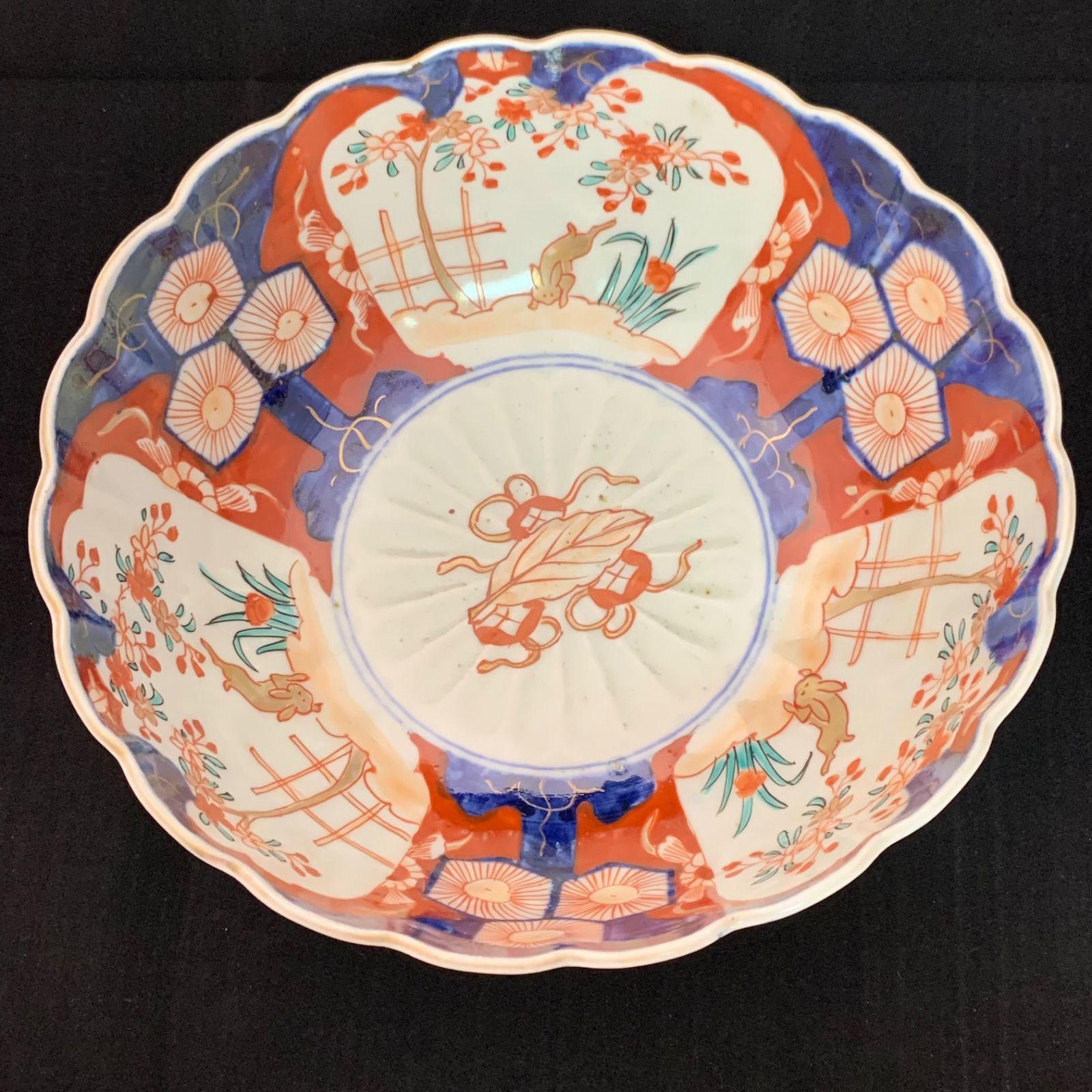 古伊万里 染錦 三つ鉢 三重鉢 三つ丼 二重高台 江戸 明治 骨董品