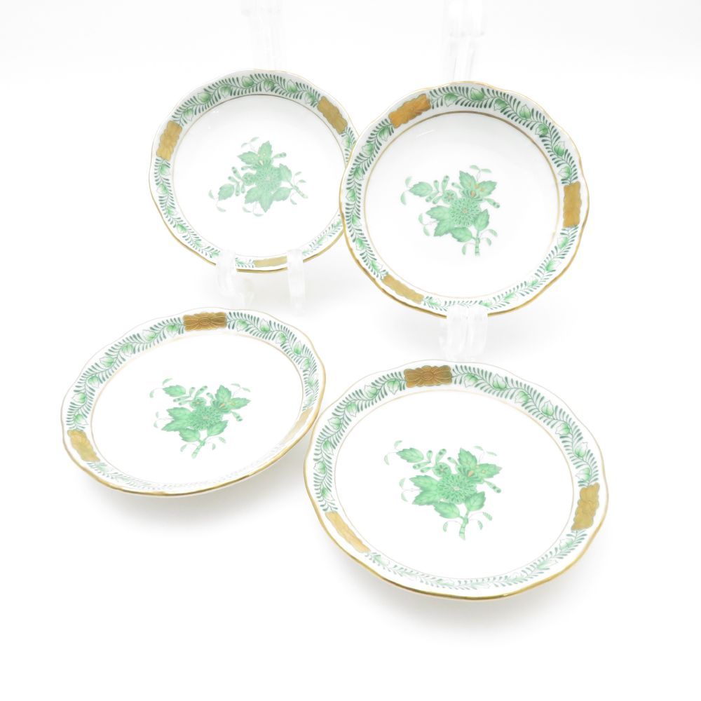 美品 Herend ヘレンド アポニーグリーン AV 335 小皿 4枚 8cm 美品 Herend ヘレンド アポニーグリーン AV 335 小皿 4枚 8cm