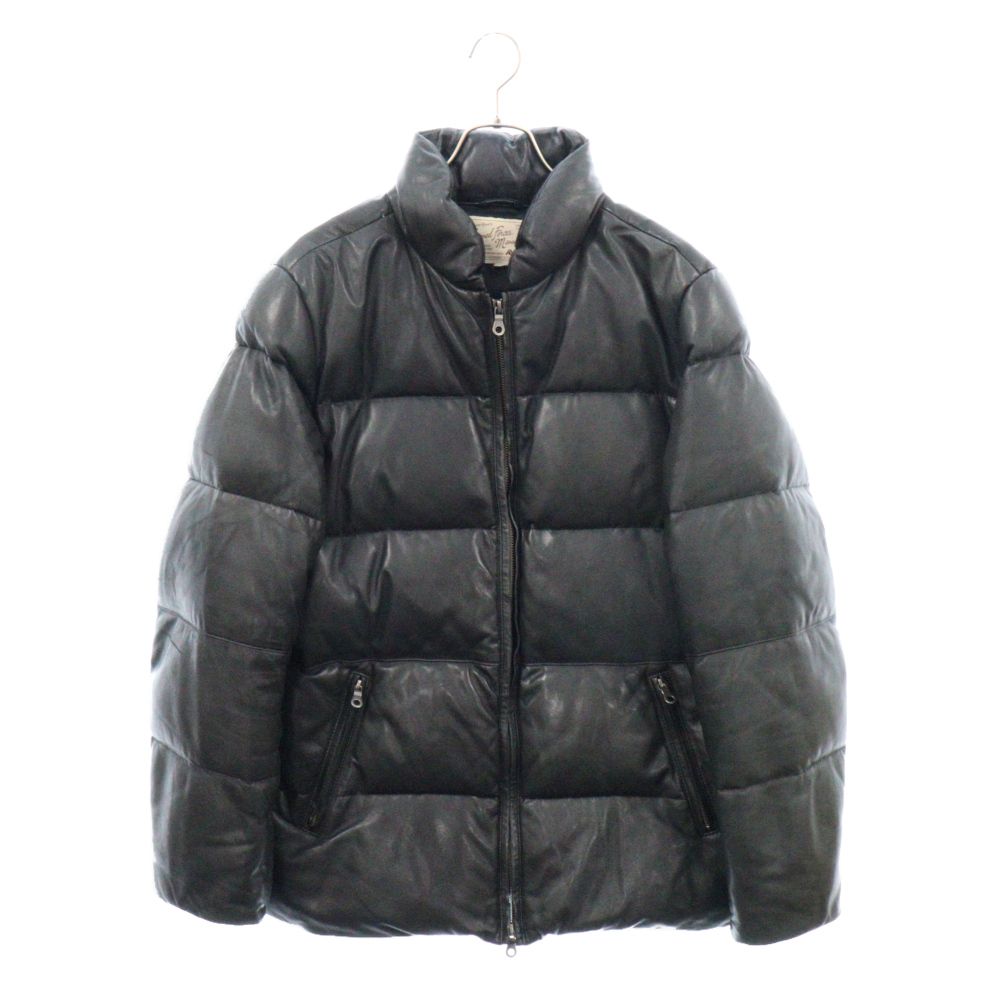 美品 AVIREX ラムレザー ダウンジャケット レザージャケット 袖リブ 肉厚