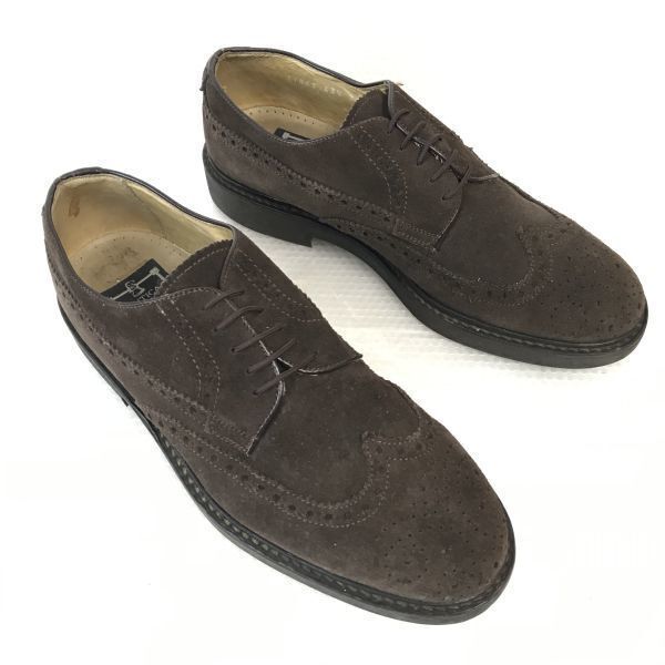 ビンテージ アンティーカクオイエリア ANTICA スエード本革 ウイングチップ 43.5 27.5-28.0 茶 BROWN dress shoes E-30