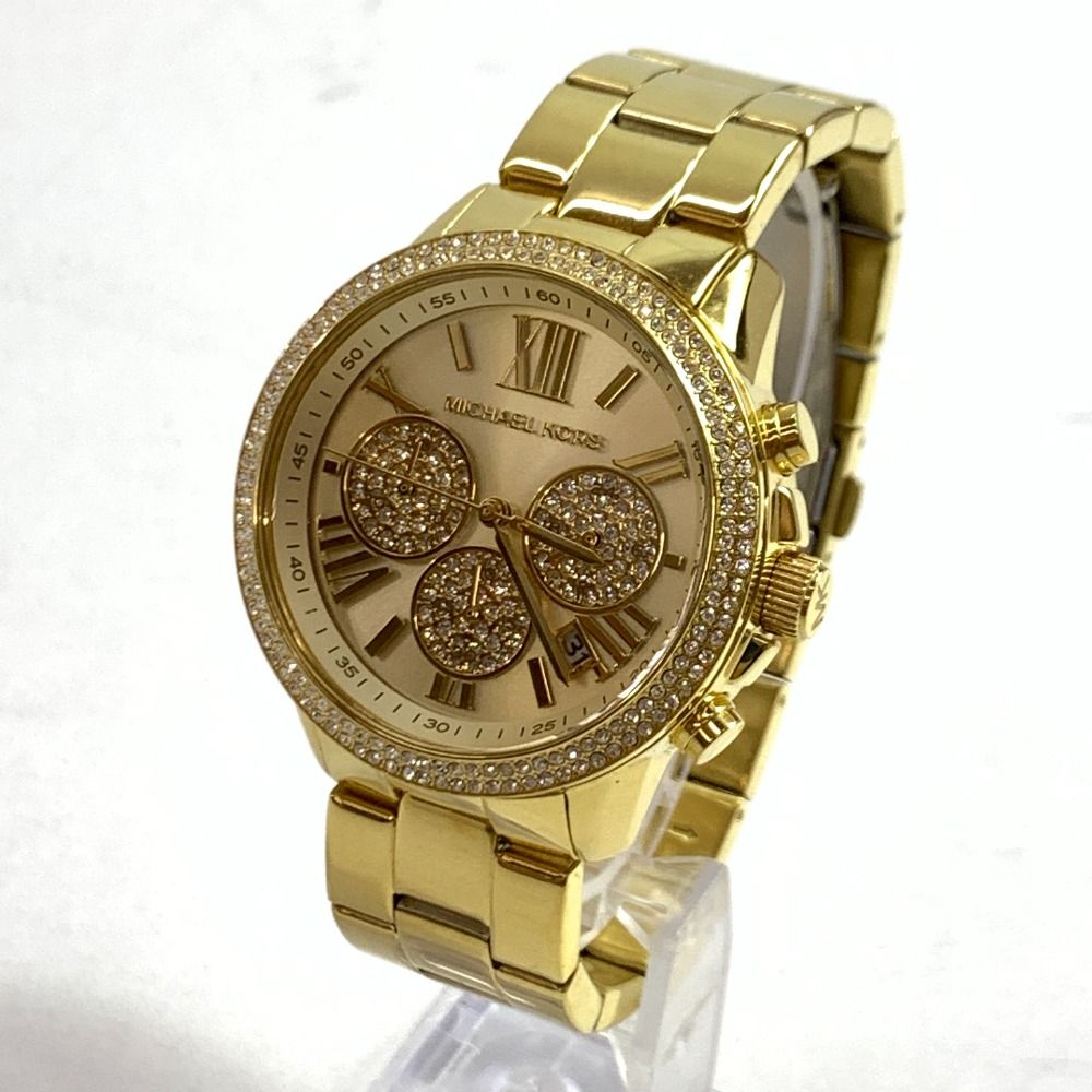 04w4945 MICHAEL KORS マイケルコース ブリン パヴェ クォーツ ゴールド ダイヤル ゴールド スチール ストラップ 腕時計 レディース MK7199 八王子店