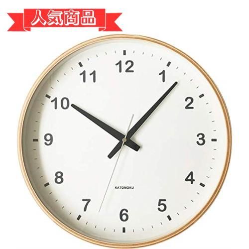 happy-shops電波時計 KATOMOKU plywood clock ナチュラル スイープ（連続秒針） km-33L φ304mm (電波時計)